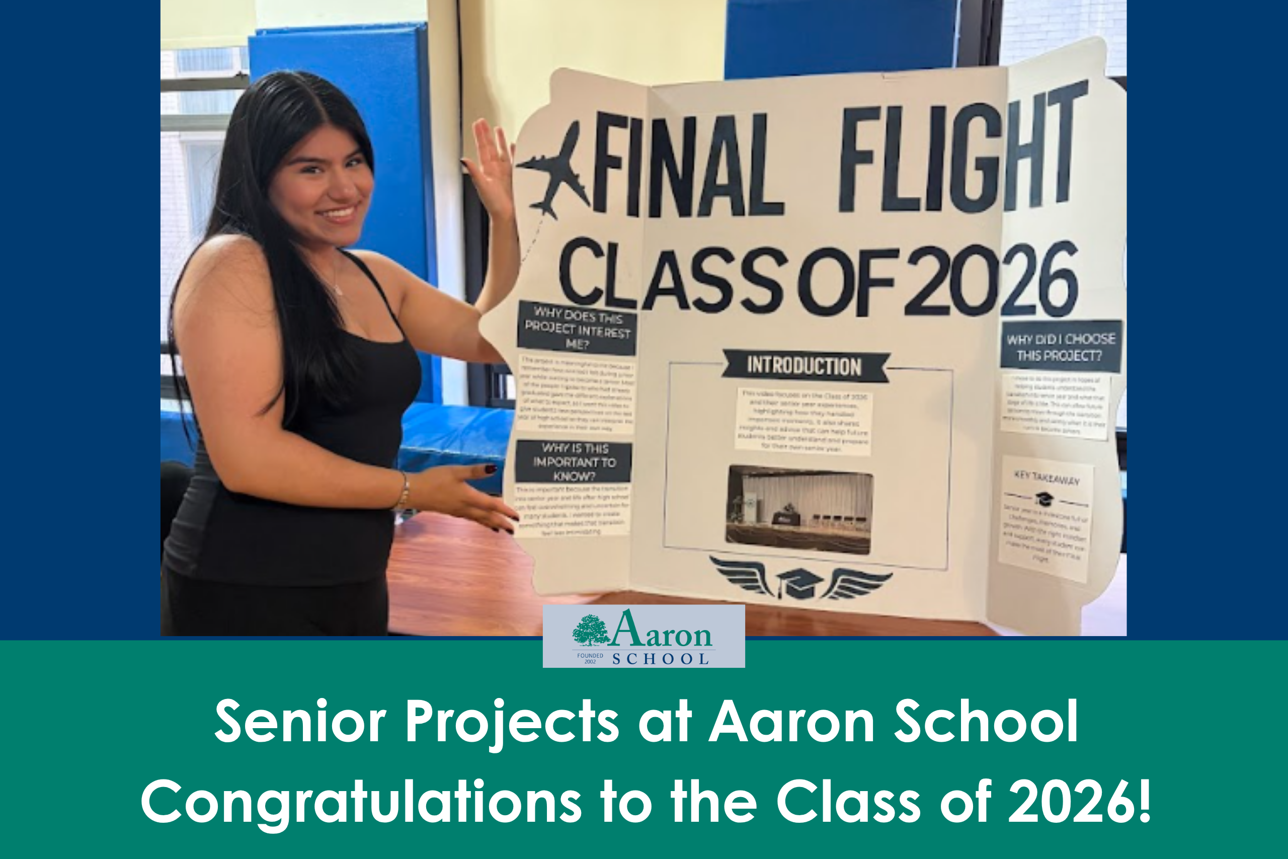 Senior Projects at Aaron School. Congratulations to the Class of 2026!